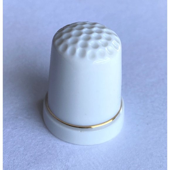 Vintage Cinnamon Teal Duck Porcelain Bisque Bone China Thimble Gold Rim 1” - Picture 3 of 6